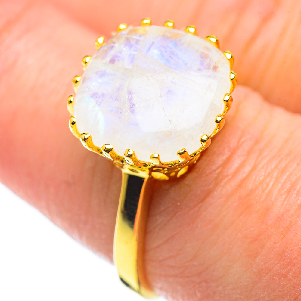 Rainbow Moonstone Rings handcrafted by Ana Silver Co - RING52070