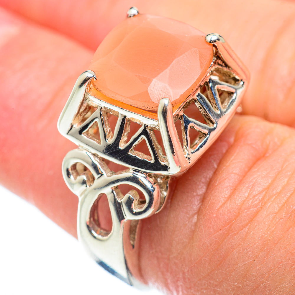 Peach Moonstone Rings handcrafted by Ana Silver Co - RING52280