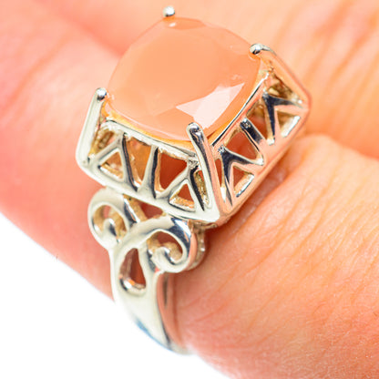 Peach Moonstone Rings handcrafted by Ana Silver Co - RING52307