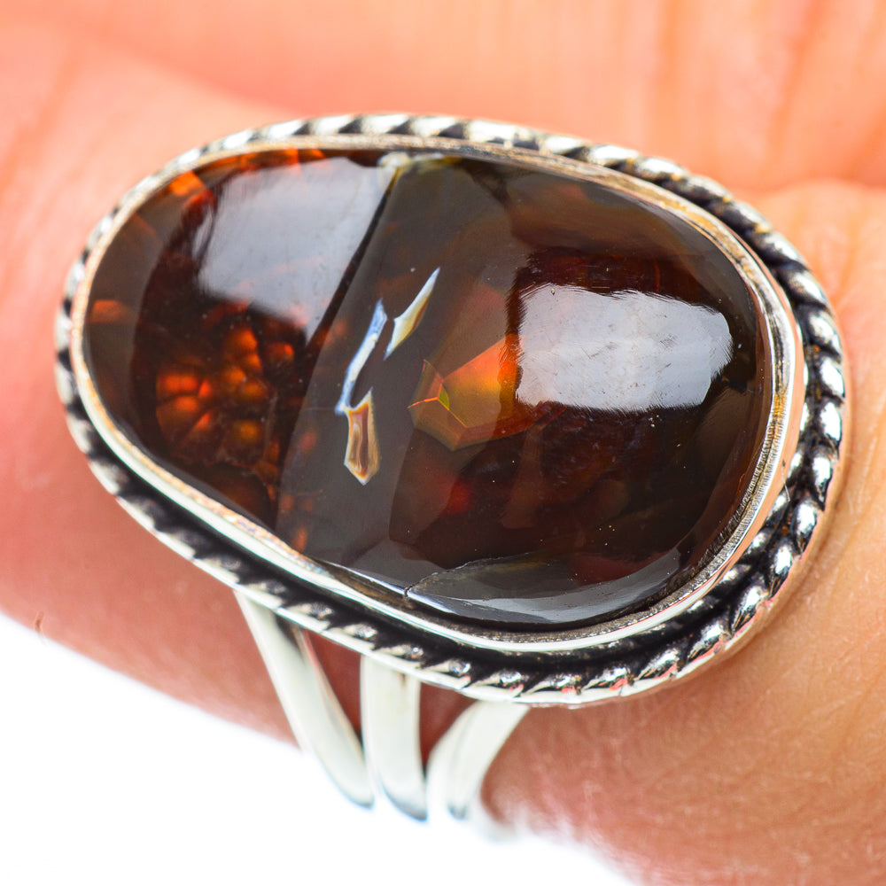 Mexican Fire Agate Rings handcrafted by Ana Silver Co - RING52413