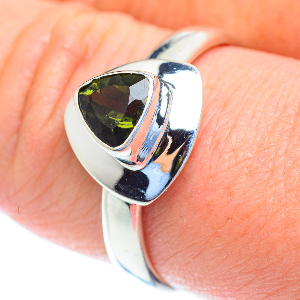 Czech Moldavite Rings handcrafted by Ana Silver Co - RING52708