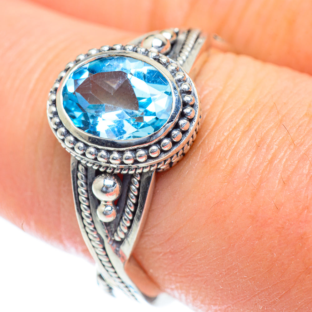 Blue Topaz Rings handcrafted by Ana Silver Co - RING52743