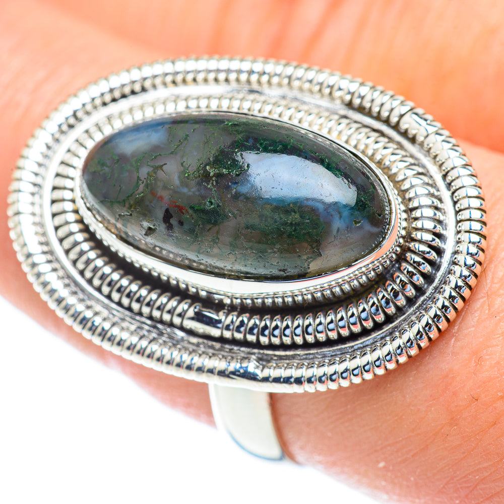 Green Moss Agate Rings handcrafted by Ana Silver Co - RING52942