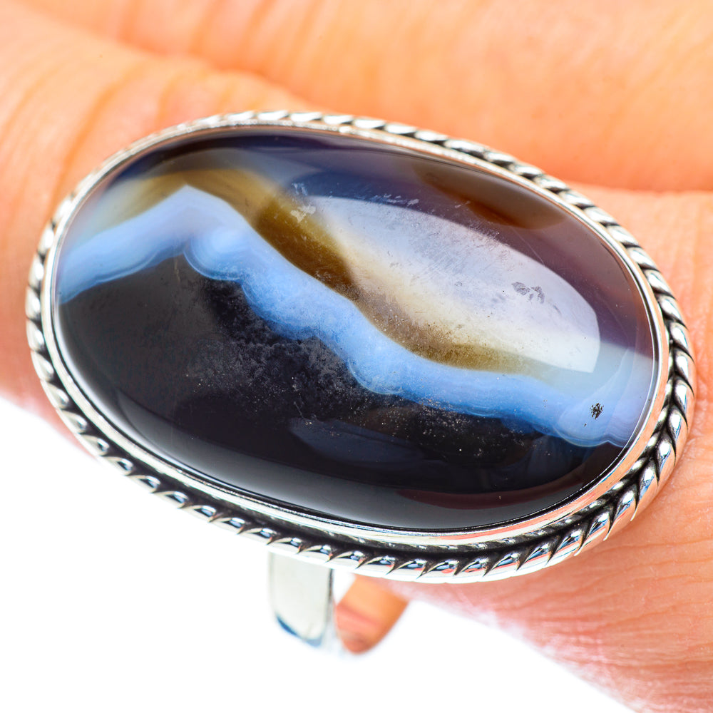 Black Botswana Agate Rings handcrafted by Ana Silver Co - RING52973