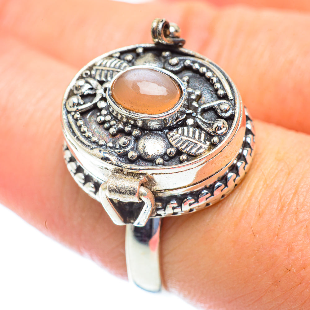 Peach Moonstone Rings handcrafted by Ana Silver Co - RING54153