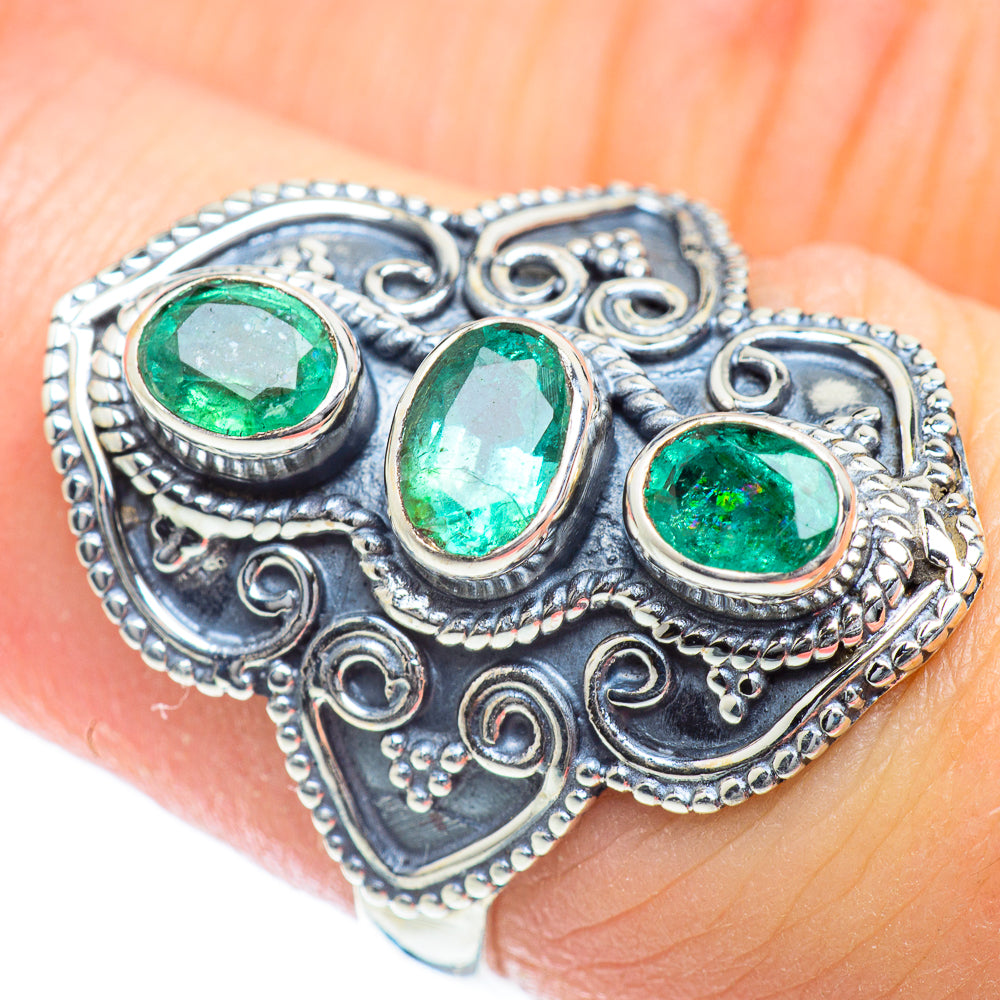 Zambian Emerald Rings handcrafted by Ana Silver Co - RING54344