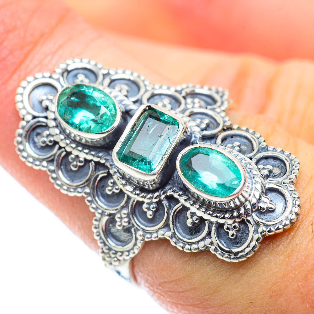 Zambian Emerald Rings handcrafted by Ana Silver Co - RING55142