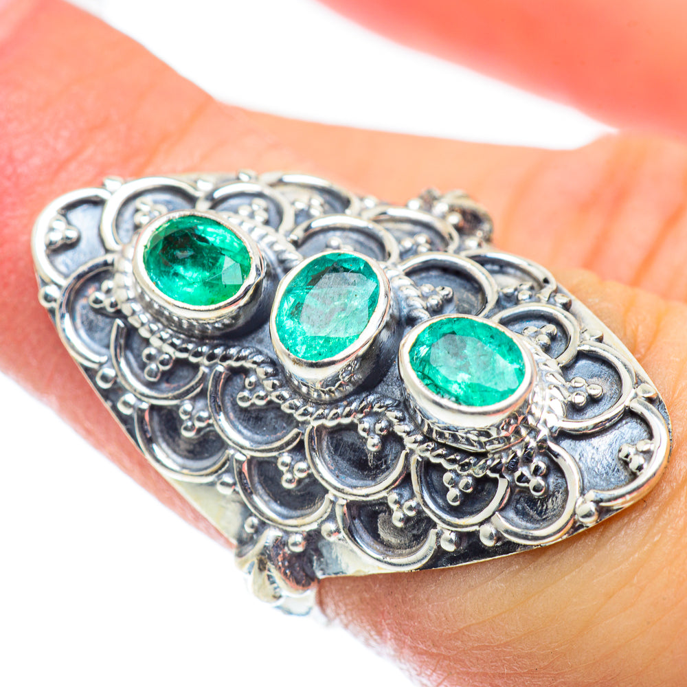 Zambian Emerald Rings handcrafted by Ana Silver Co - RING55309