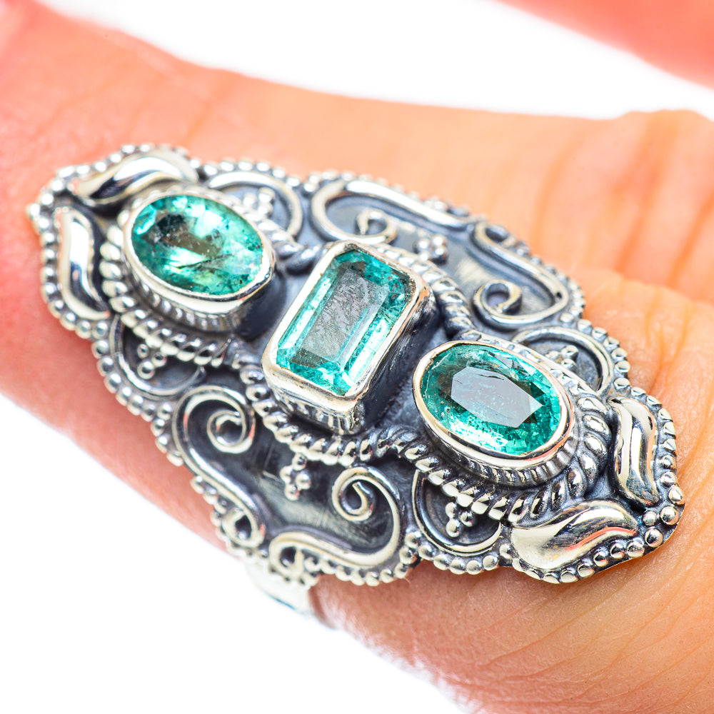 Zambian Emerald Rings handcrafted by Ana Silver Co - RING55377