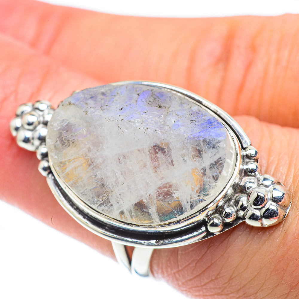 Rainbow Moonstone Rings handcrafted by Ana Silver Co - RING55479
