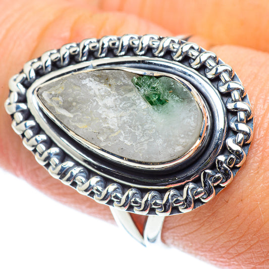 Green Tourmaline In Quartz Rings handcrafted by Ana Silver Co - RING55504