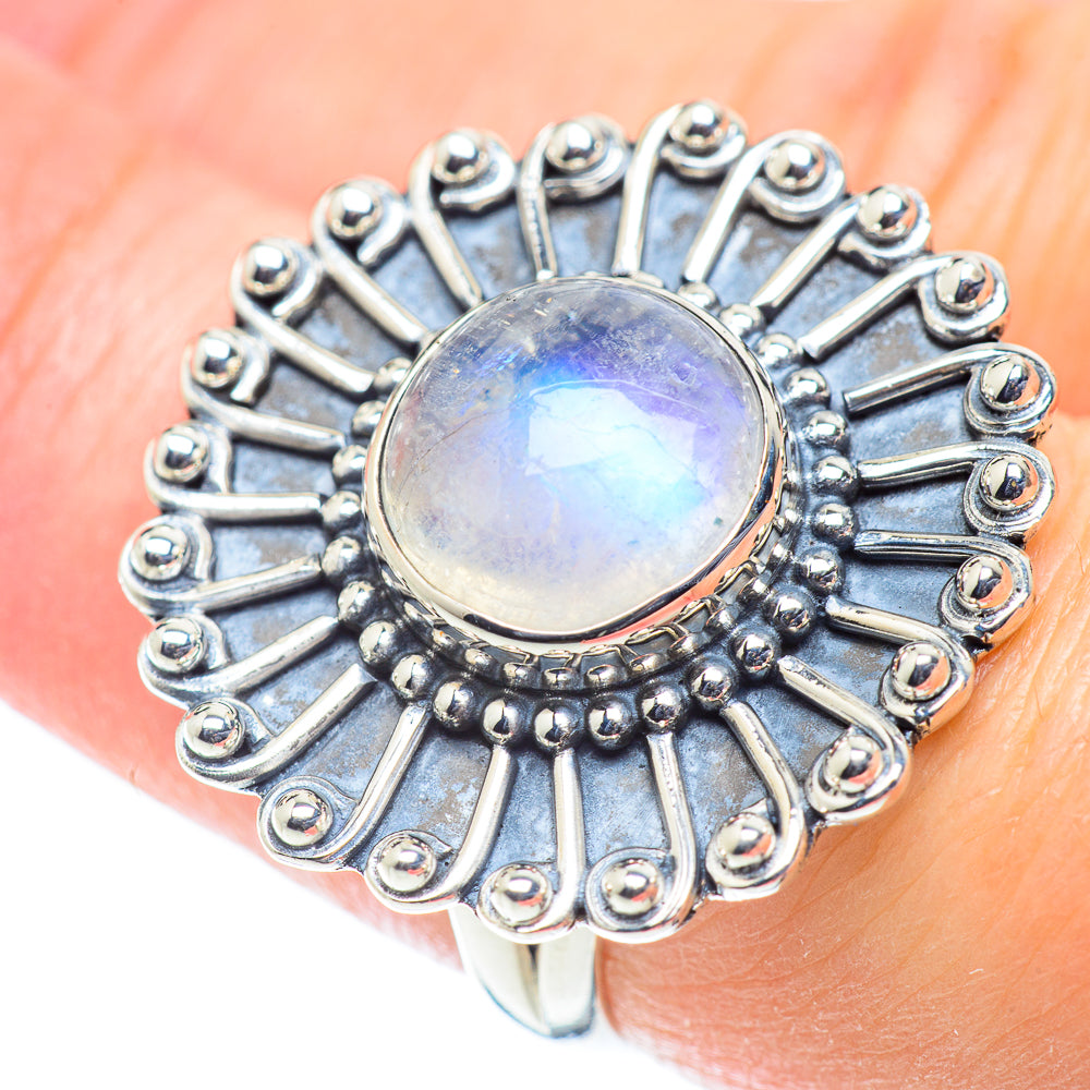 Rainbow Moonstone Rings handcrafted by Ana Silver Co - RING55526