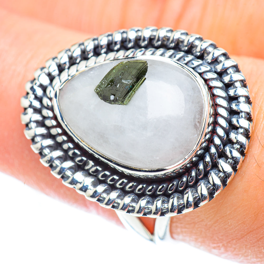Green Tourmaline In Quartz Rings handcrafted by Ana Silver Co - RING55546