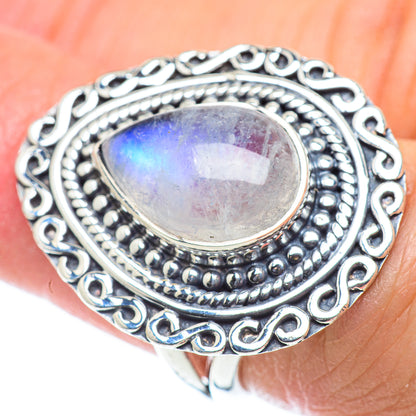 Rainbow Moonstone Rings handcrafted by Ana Silver Co - RING55629