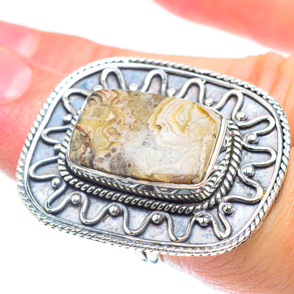 Laguna Lace Agate Rings handcrafted by Ana Silver Co - RING55821