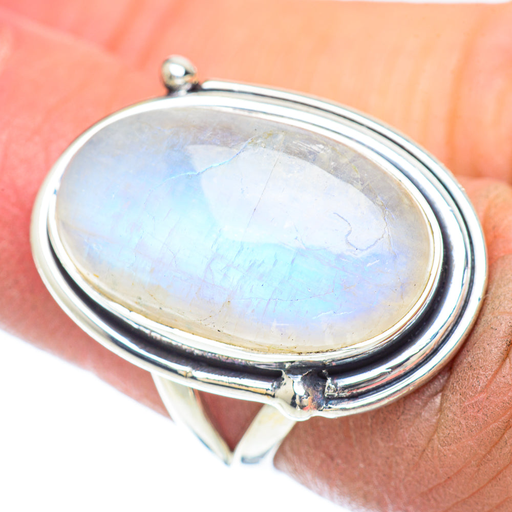 Rainbow Moonstone Rings handcrafted by Ana Silver Co - RING56130