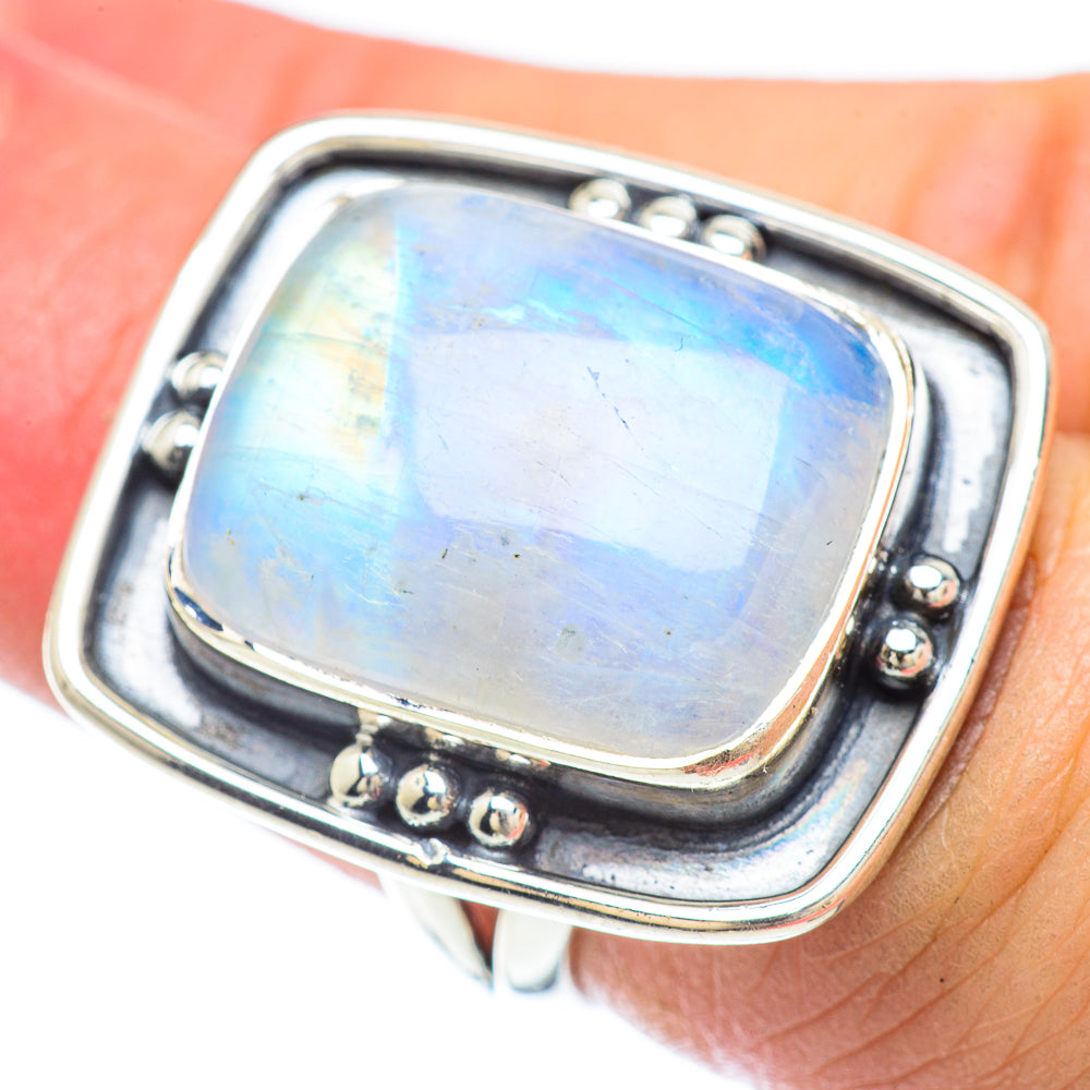 Rainbow Moonstone Rings handcrafted by Ana Silver Co - RING56173