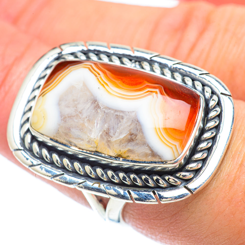 Orange Botswana Agate Rings handcrafted by Ana Silver Co - RING56199