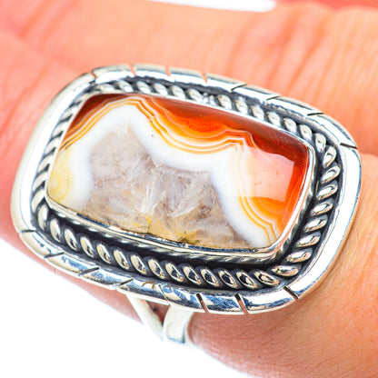 Orange Botswana Agate Rings handcrafted by Ana Silver Co - RING56199