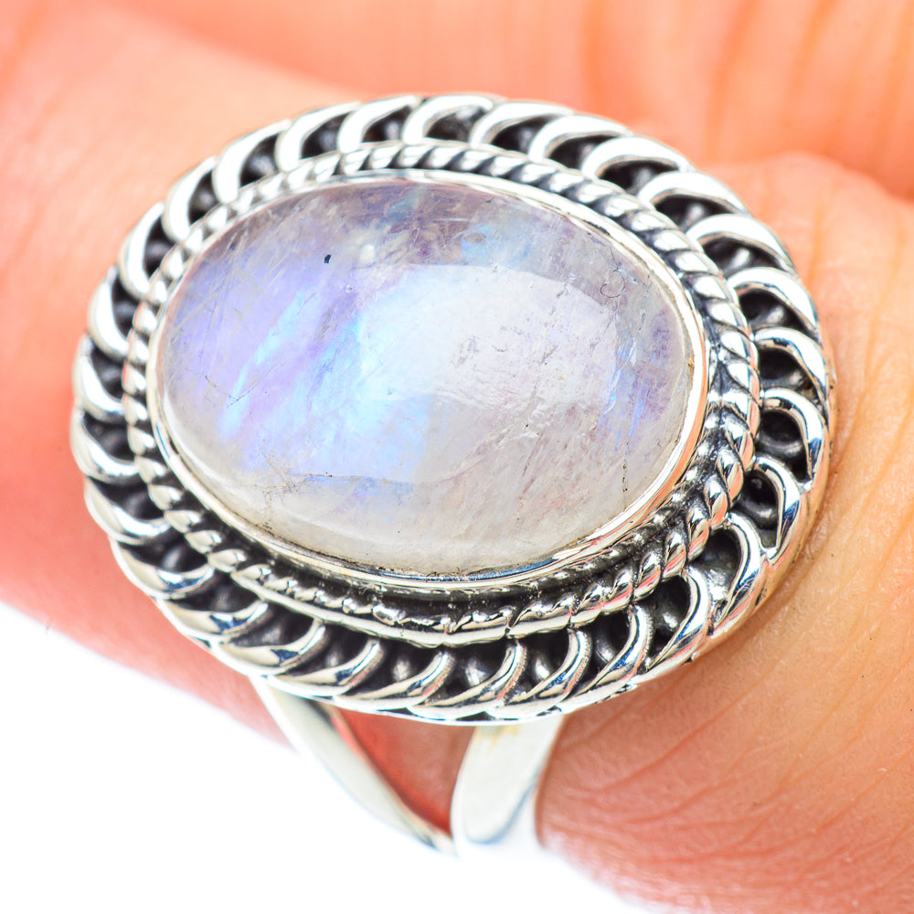 Rainbow Moonstone Rings handcrafted by Ana Silver Co - RING56259
