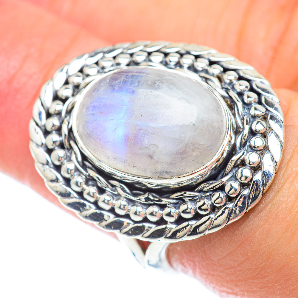 Rainbow Moonstone Rings handcrafted by Ana Silver Co - RING56293