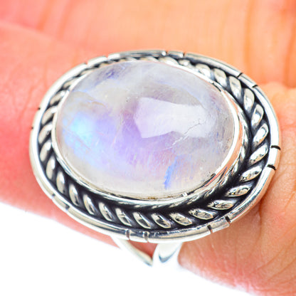Rainbow Moonstone Rings handcrafted by Ana Silver Co - RING56327