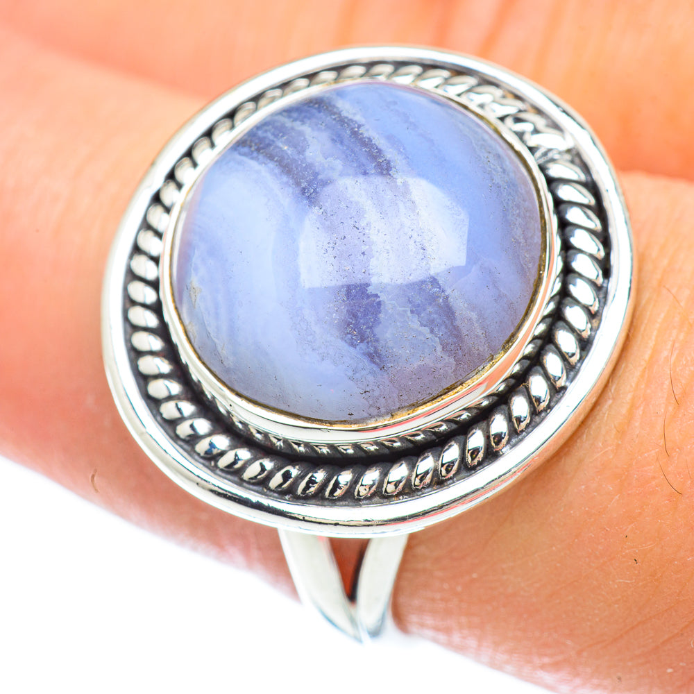 Blue Lace Agate Rings handcrafted by Ana Silver Co - RING56435