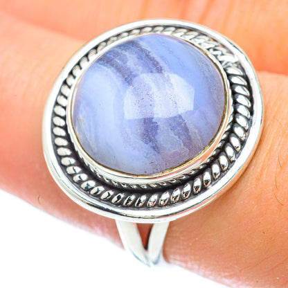 Blue Lace Agate Rings handcrafted by Ana Silver Co - RING56435