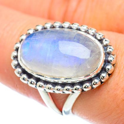 Rainbow Moonstone Rings handcrafted by Ana Silver Co - RING56505