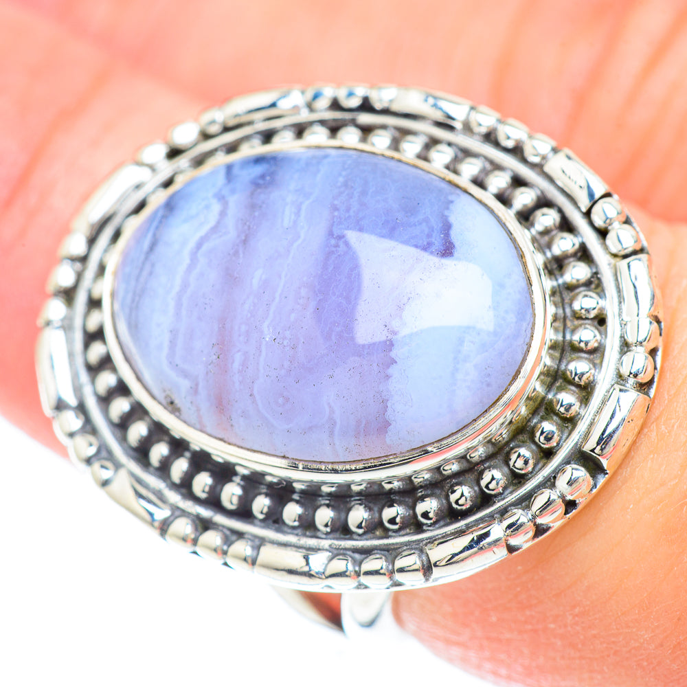 Blue Lace Agate Rings handcrafted by Ana Silver Co - RING56545