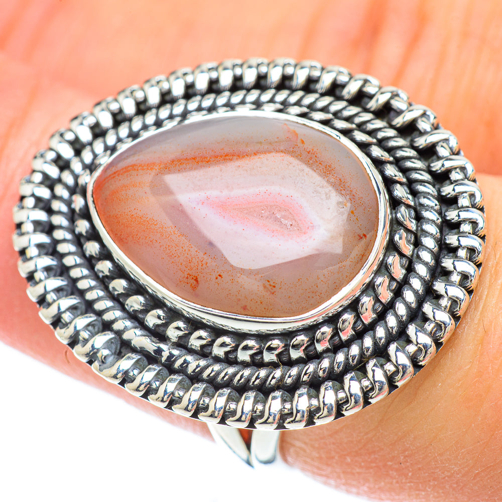 Orange Botswana Agate Rings handcrafted by Ana Silver Co - RING56574