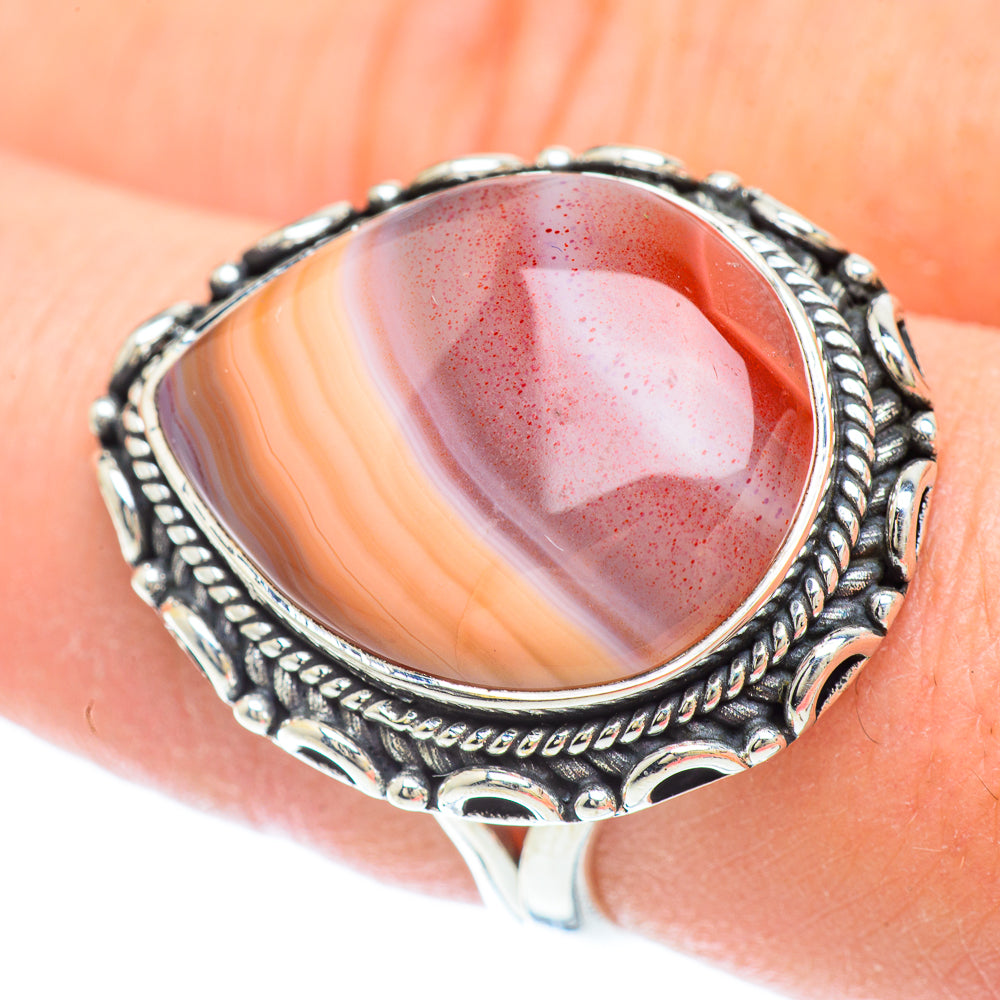 Orange Botswana Agate Rings handcrafted by Ana Silver Co - RING56607