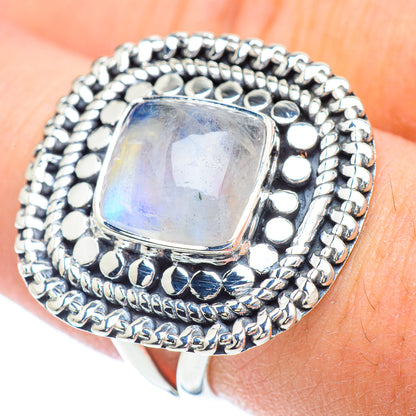 Rainbow Moonstone Rings handcrafted by Ana Silver Co - RING56661