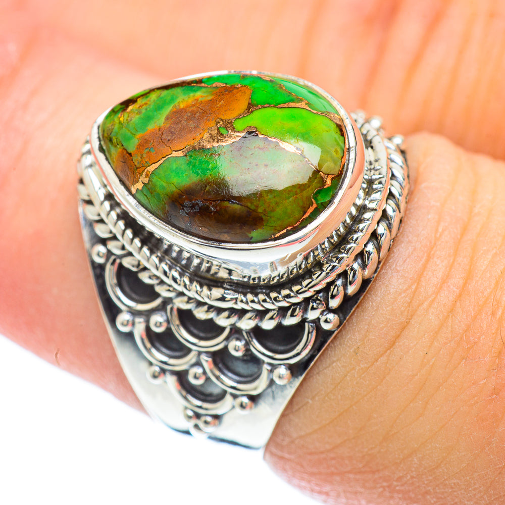 Green Copper Composite Turquoise Rings handcrafted by Ana Silver Co - RING56676