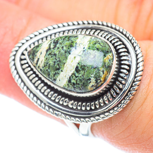 Green Vein Jasper Rings handcrafted by Ana Silver Co - RING56677