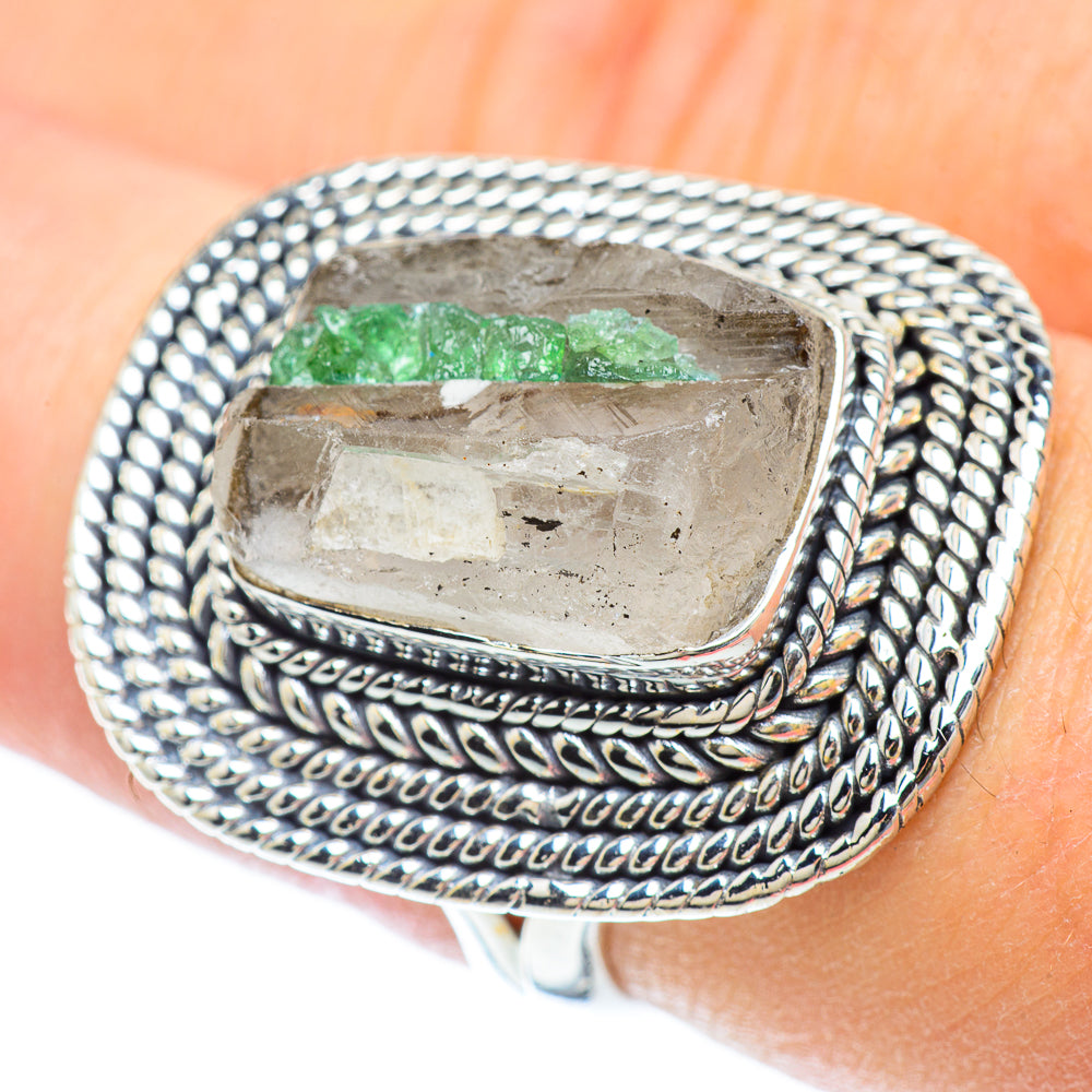 Green Quartz Crystal Rings handcrafted by Ana Silver Co - RING56697