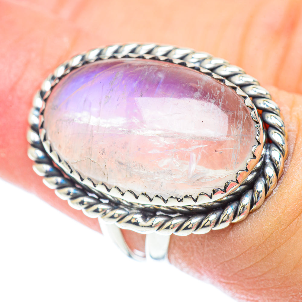 Rainbow Moonstone Rings handcrafted by Ana Silver Co - RING56698