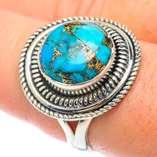 Blue Copper Composite Turquoise Rings handcrafted by Ana Silver Co - RING56741