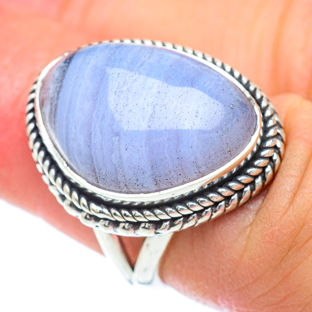 Blue Lace Agate Rings handcrafted by Ana Silver Co - RING56763