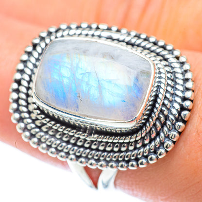Rainbow Moonstone Rings handcrafted by Ana Silver Co - RING56790