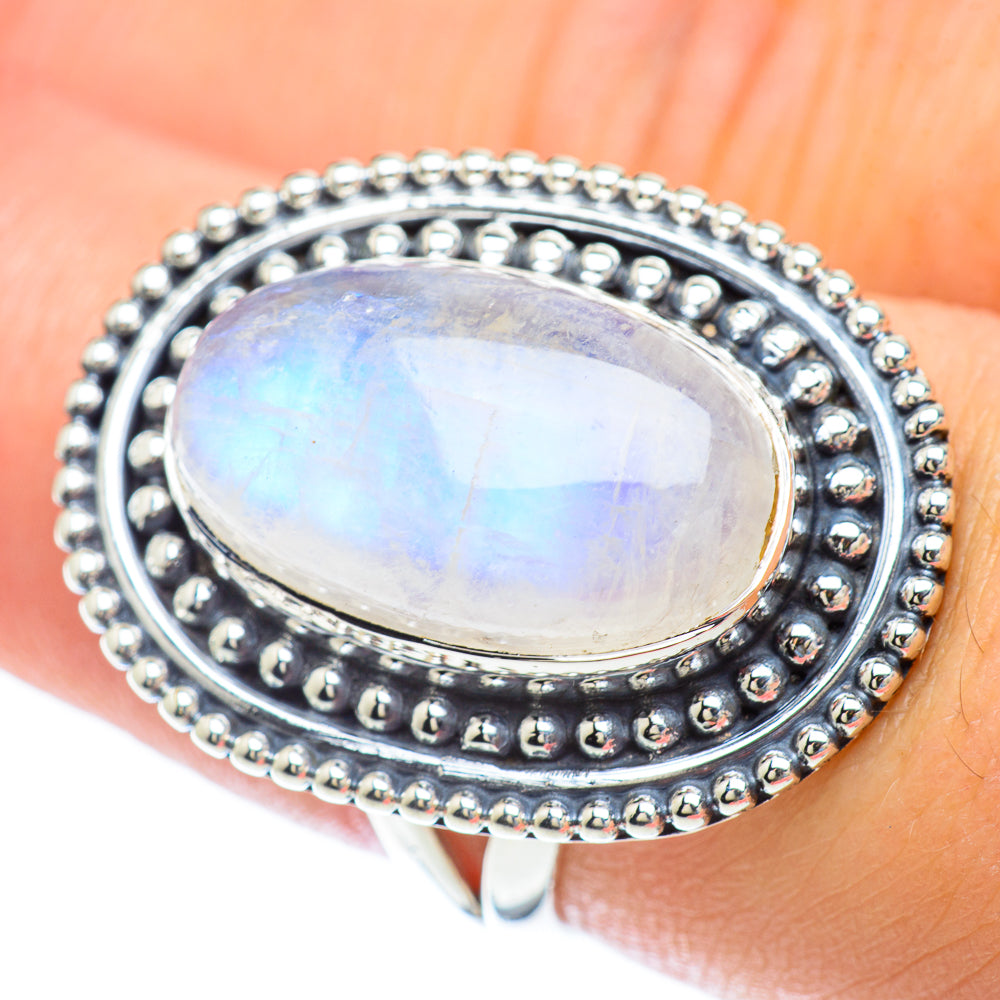 Rainbow Moonstone Rings handcrafted by Ana Silver Co - RING56791