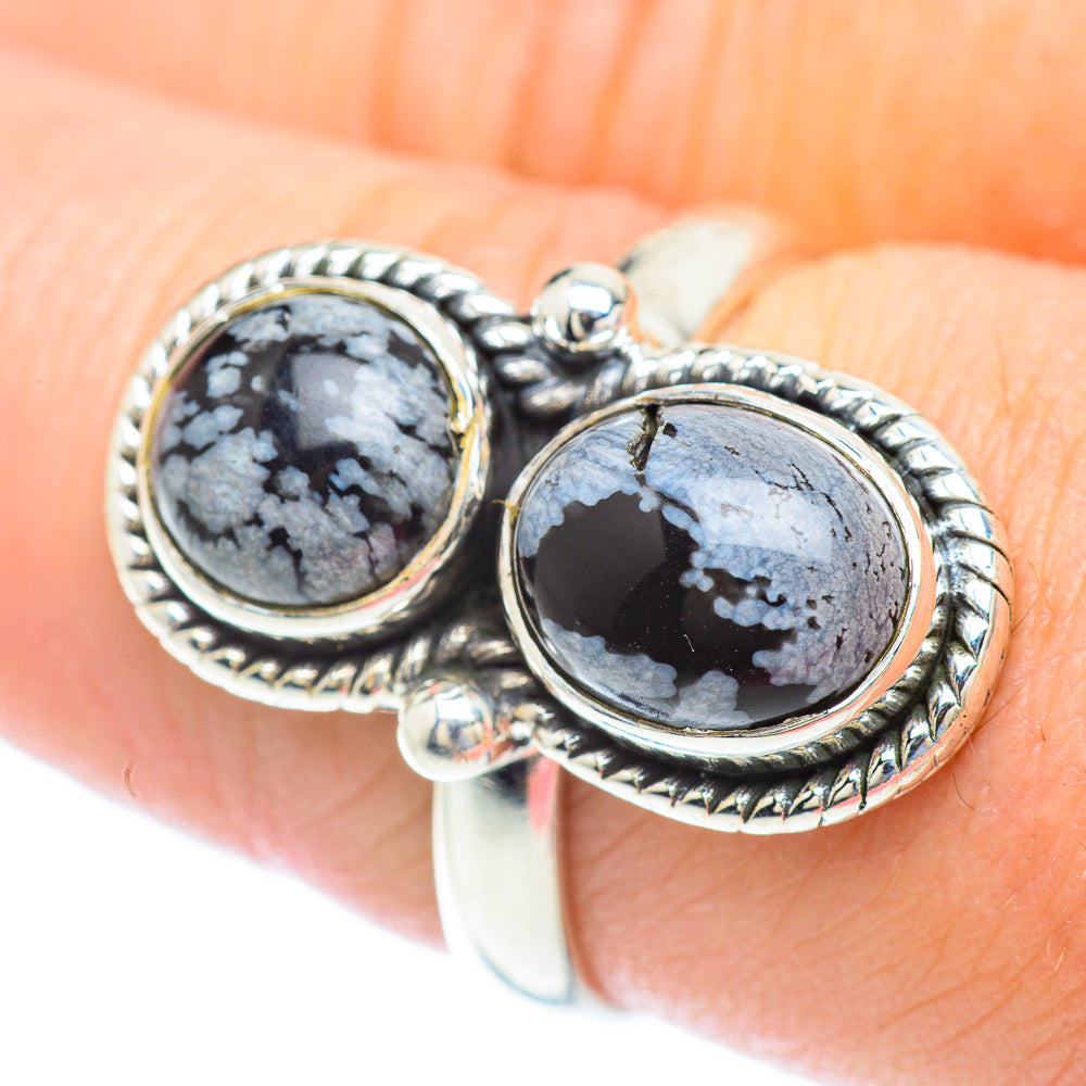 Snowflake Obsidian Rings handcrafted by Ana Silver Co - RING56817