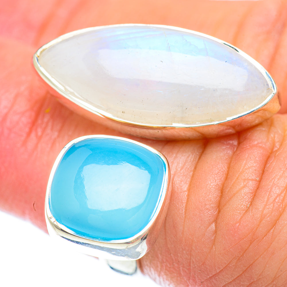 Rainbow Moonstone Rings handcrafted by Ana Silver Co - RING56930