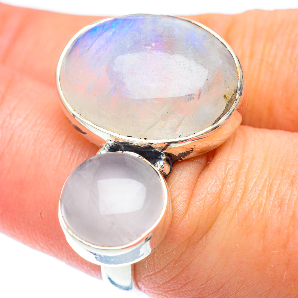 Rainbow Moonstone Rings handcrafted by Ana Silver Co - RING56940