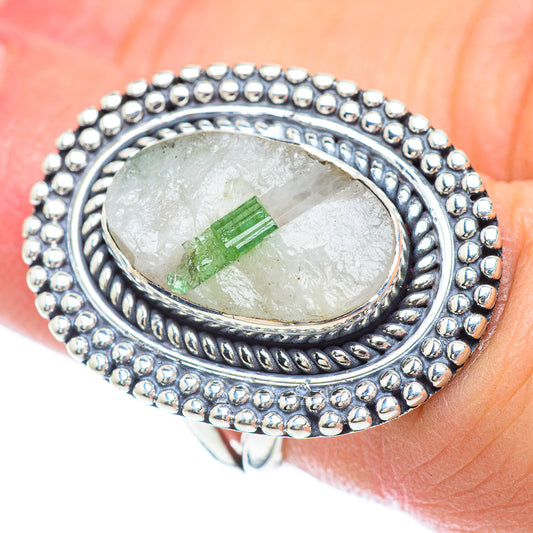 Green Tourmaline In Quartz Rings handcrafted by Ana Silver Co - RING56995