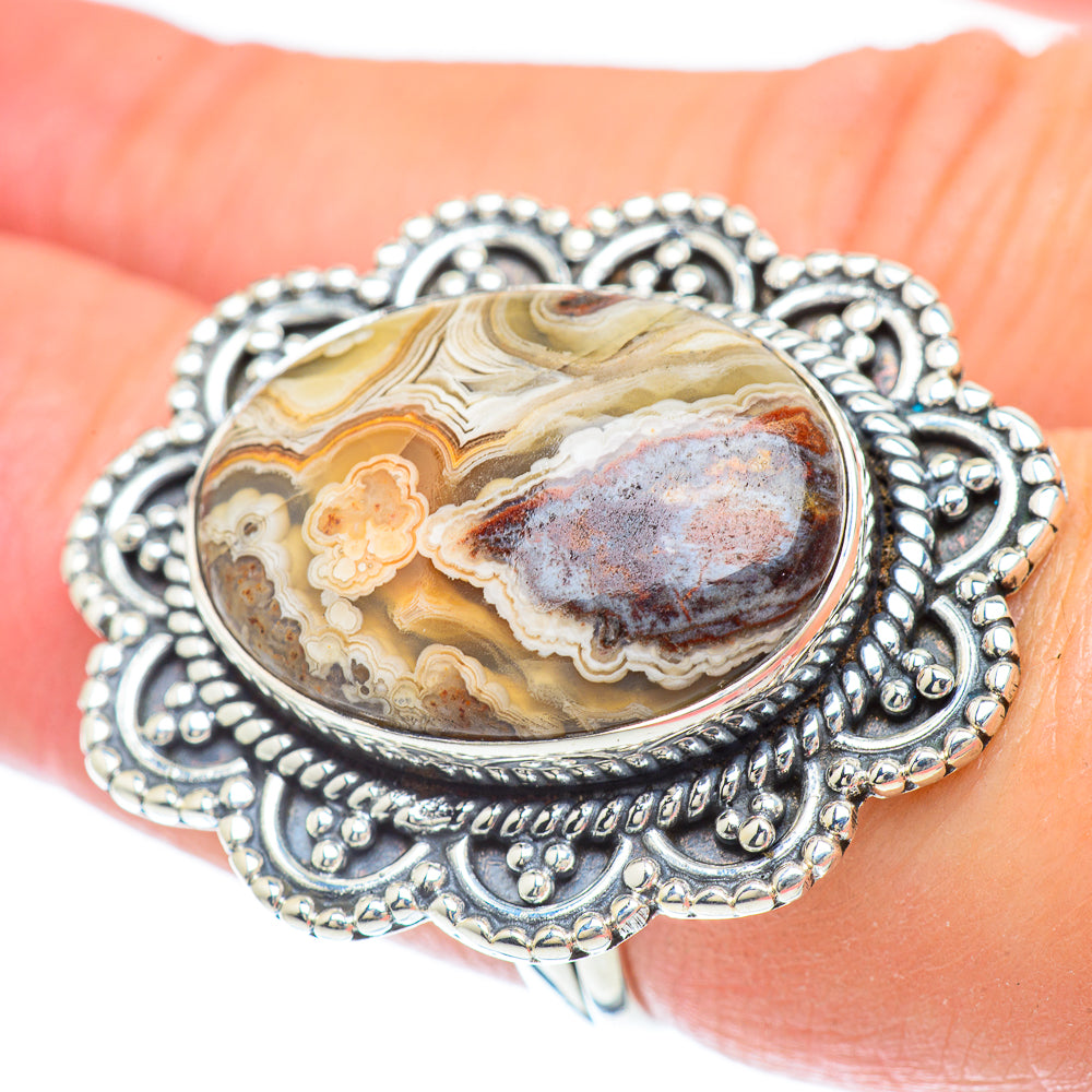 Laguna Lace Agate Rings handcrafted by Ana Silver Co - RING57015