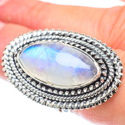 Rainbow Moonstone Rings handcrafted by Ana Silver Co - RING57028
