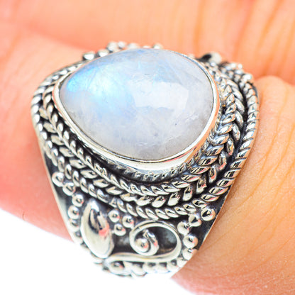 Rainbow Moonstone Rings handcrafted by Ana Silver Co - RING57052