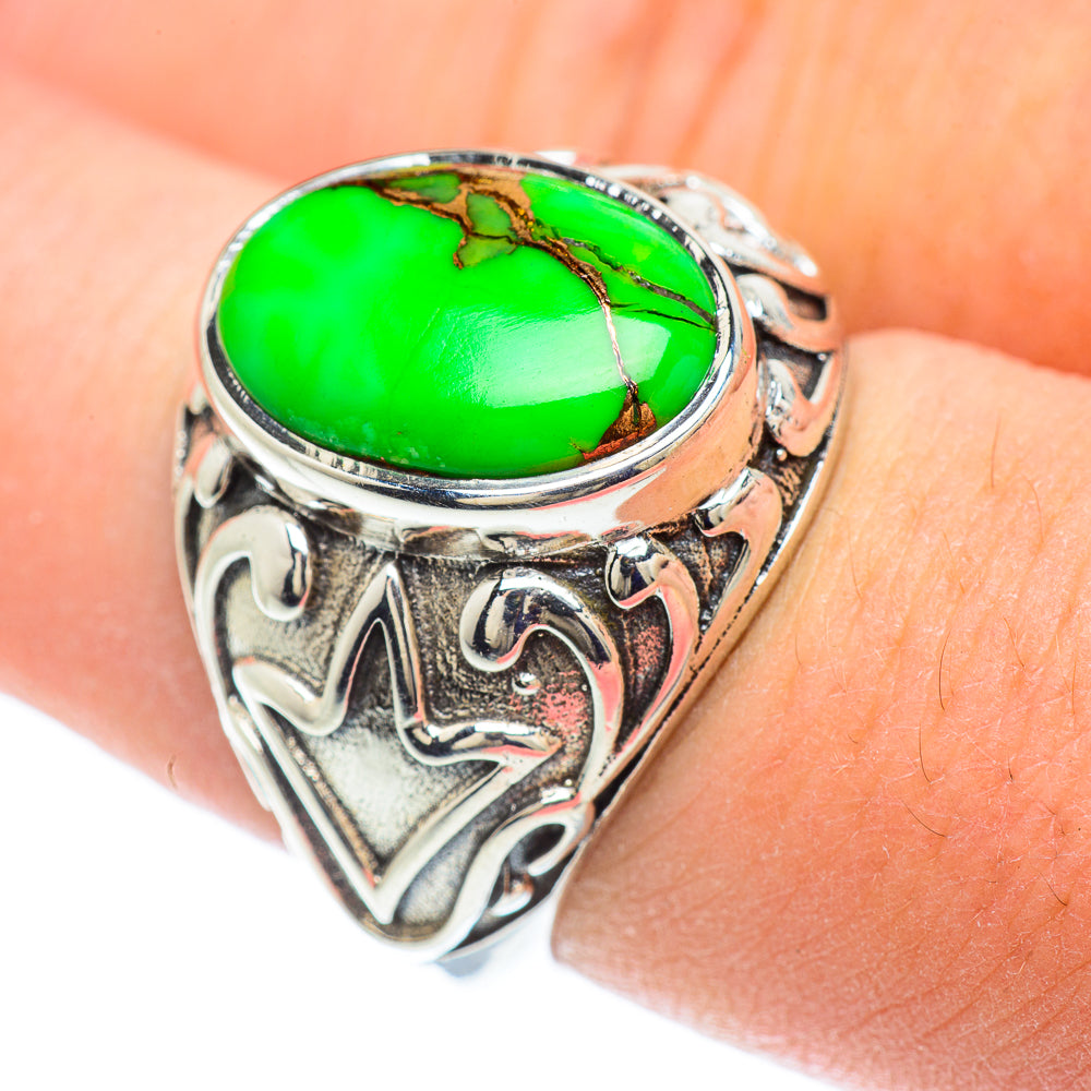 Green Copper Composite Turquoise Rings handcrafted by Ana Silver Co - RING57063