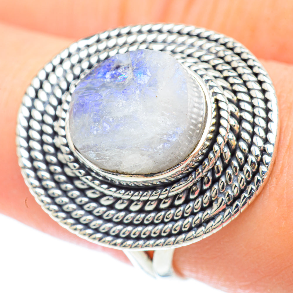 Rainbow Moonstone Rings handcrafted by Ana Silver Co - RING57079